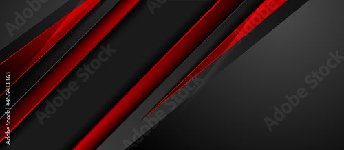 High contrast red black abstract tech corporate glossy background. Vector banner design