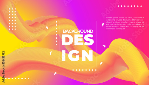 3d Wave. Vibrant Background. Fluid Colors. Wave Pattern. Summer Poster. Color Gradient. Flow Shape. Abstract Cover. Summer Colors. Vector Illustration. Fluid Flow.