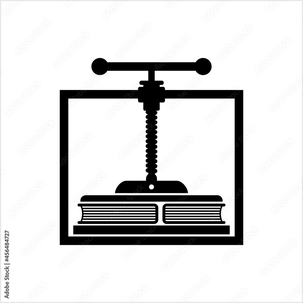 Book Binding Press Machine Icon, Bookbinding Stack Of Paper Stock