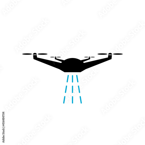 Smart farm with drone control for seed planting icon isolated on white background