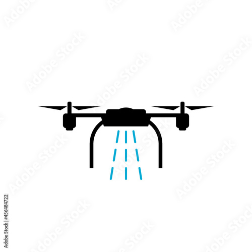 Smart farm with drone control for seed planting icon isolated on white background