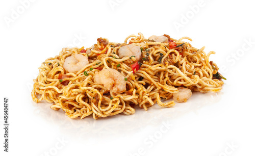Portion of ramen noodles on white background. Asian food