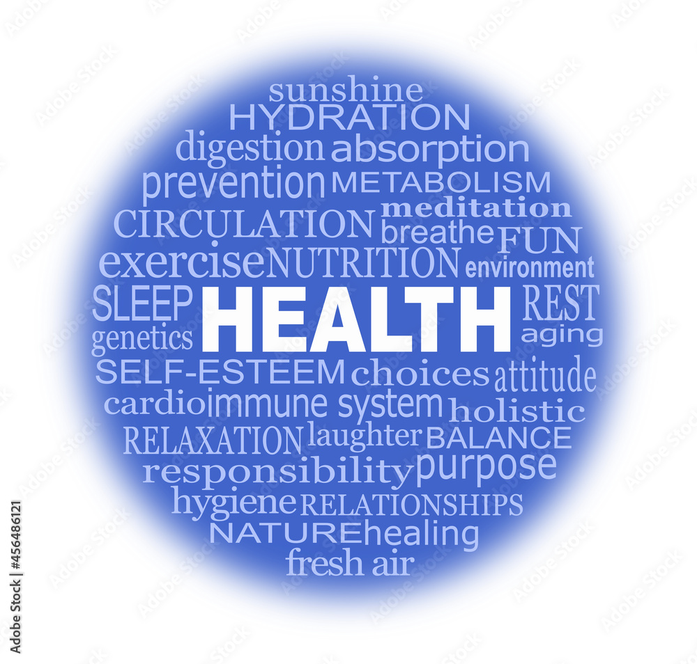 Words associated with maintaining good HEALTH word Circle - defocused edged blue round tag cloud with words relevant to healthy lifestyle isolated on white background
Words associated with maintaining good HEALTH word Circle - defocused edged blue round tag cloud with words relevant to healthy lifestyle isolated on white background