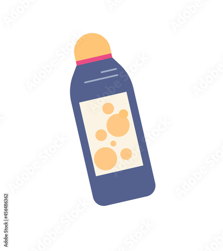 The bottle with shampoo or shower gel is made in a flat style.Vector illustration isolated on a white background.