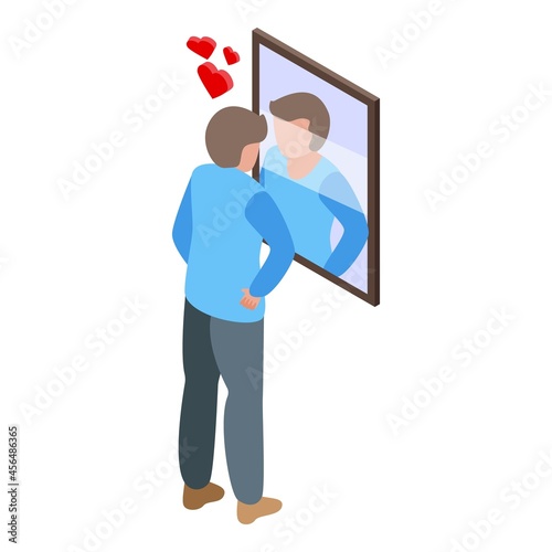 Boy narcissism icon isometric vector. Selfish ego. People mirror