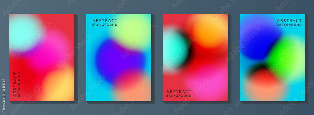 Gradient background set. Abstract cover, wall arts with colourful geometric shapes and liquid color. Website and banner.