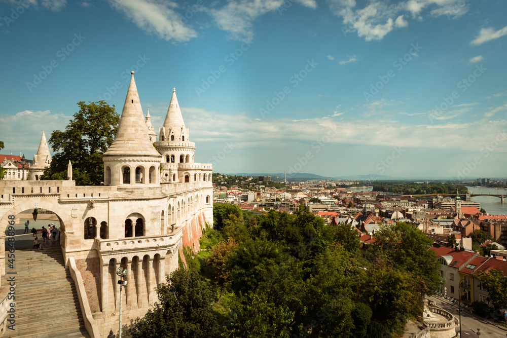 Fisherman's Bastion in Budapest on a sunny summer day