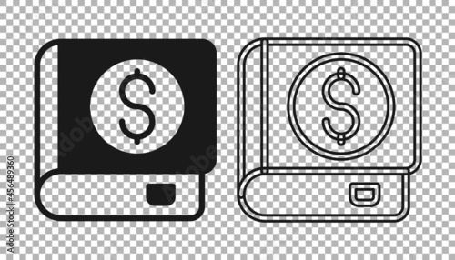 Black Financial book icon isolated on transparent background. Vector