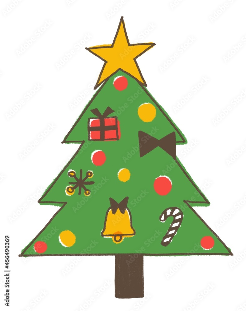 Obraz premium シンプルでかわいいクリスマスツリーのイラスト