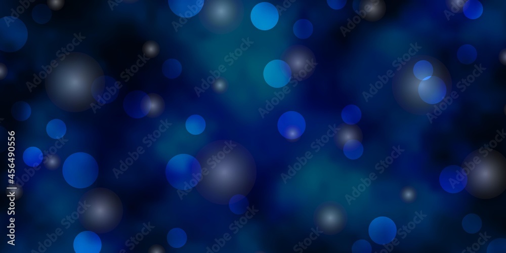 Light BLUE vector background with circles, stars.