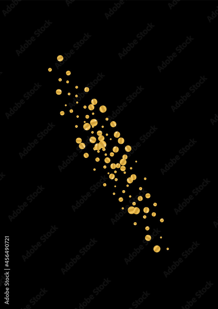 Gold Sequin Confetti Design. Shine Glitter Background. Golden Circle Greeting Pattern. Spark Foil Texture. Yellow Shiny Frame.