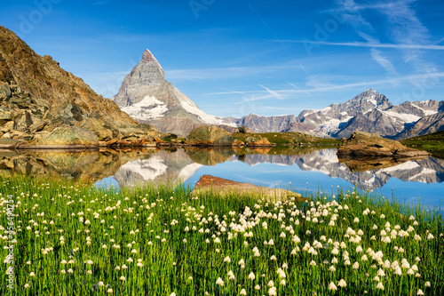 Matterhorn and reflection on the water surface at the morning time. Beautiful natural landscape in the Switzerland © biletskiyevgeniy.com