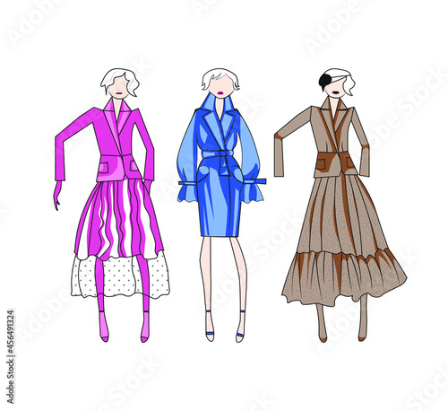 retro style design fashion woman sketch