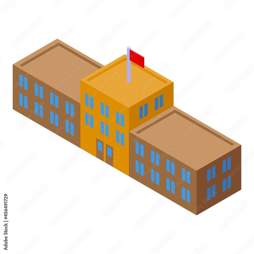 Business school building icon isometric vector. Children team. Kid idea Business school building icon isometric vector. Children team. Kid idea