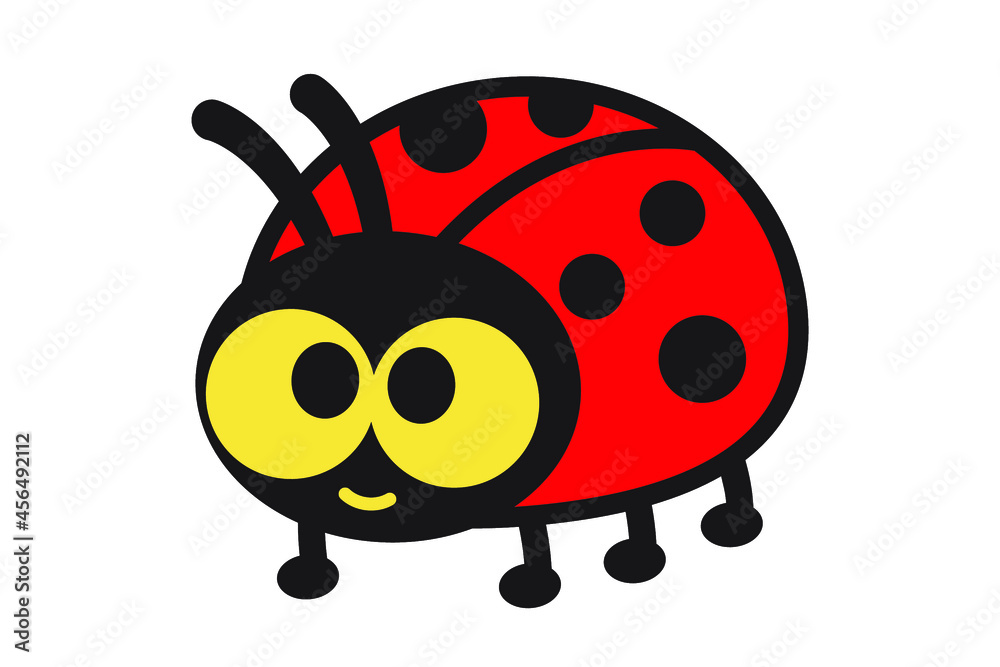 Obraz premium Ladybug or ladybird vector graphic illustration, isolated. Cute simple flat design of black and red lady beetle.