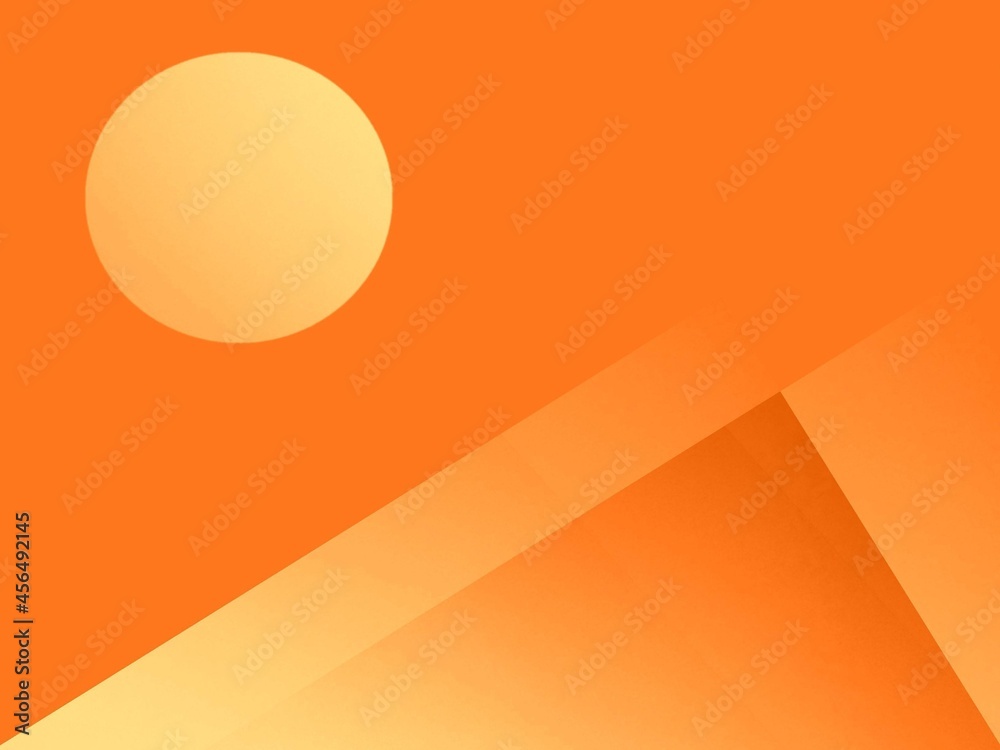 Stylish abstract  yellow dessert hot sun orange  gradient mountain light effect  geometric shape luxury decorative background texture web template banner graphic app design 
