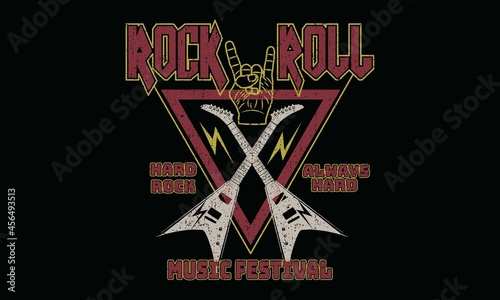 rock and roll, feel freedom vector vintage print design for t-shirt and others print vector design tee shirt-2