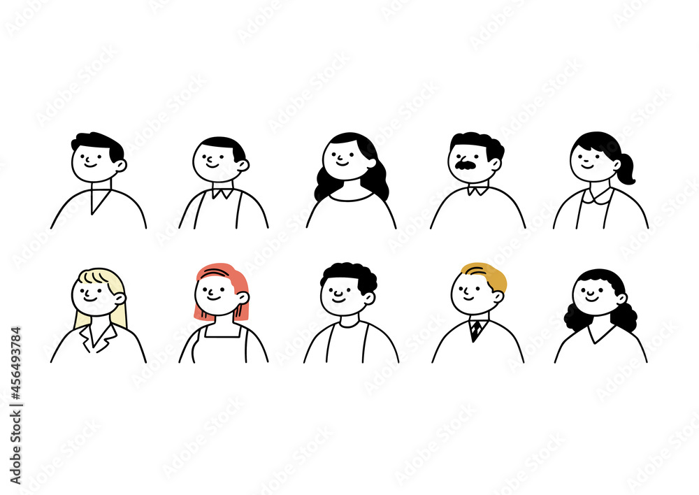 Doodle set of avatar office workers, cheerful people, hand-drawn icon style, character design, vector illustration. Doodle set of avatar office workers, cheerful people, hand-drawn icon style, character design, vector illustration.