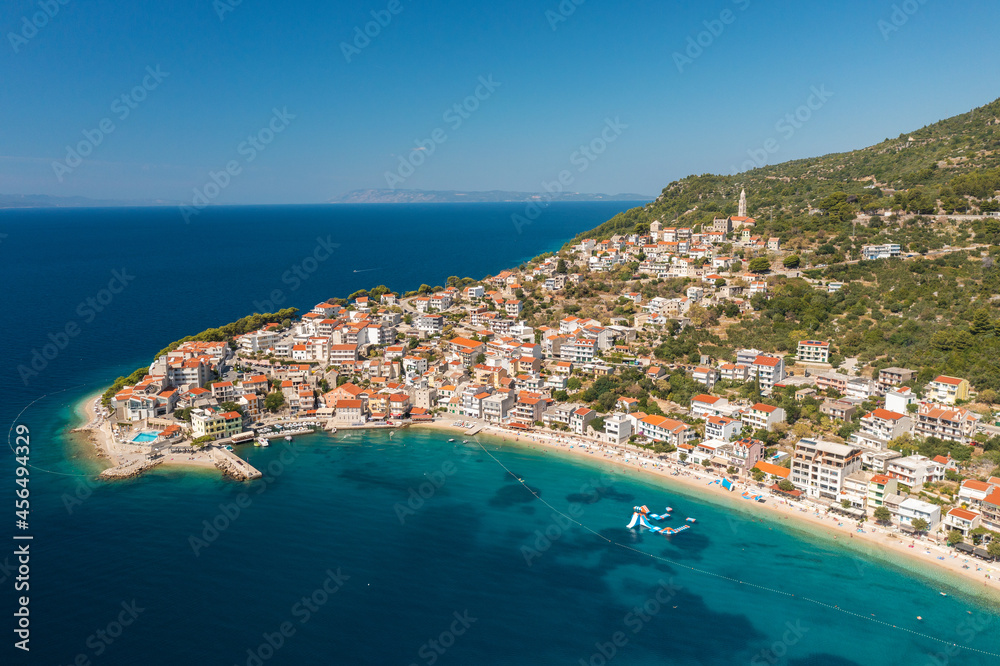 Aerial view of Igrane town, the Adriatic Sea, Croatia