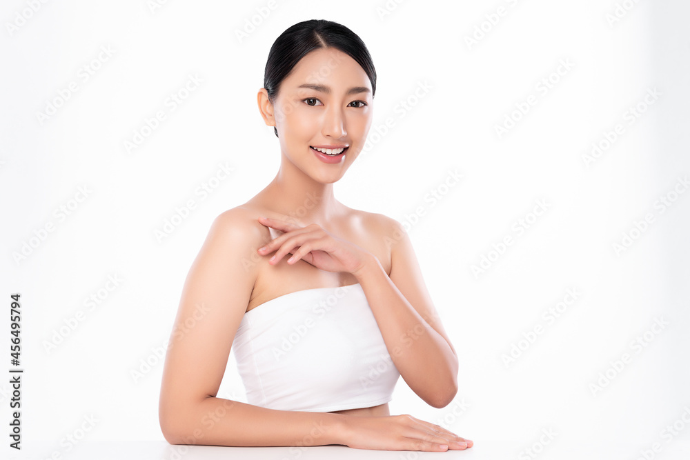 Beautiful young asian woman with clean fresh skin on white background, Face care, Facial treatment, Cosmetology, beauty and spa, Asian women portrait. Beautiful young asian woman with clean fresh skin on white background, Face care, Facial treatment, Cosmetology, beauty and spa, Asian women portrait.