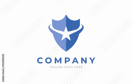 Shield and Star Logo. flat design logo inspiration. vector Illustration