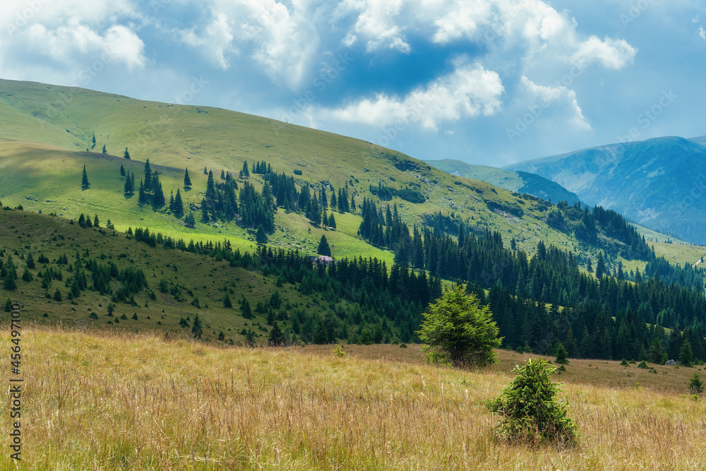 View to Ranca Resort - Transalpina Romania. Landscape with mountains