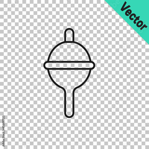 Black line Fishing float icon isolated on transparent background. Fishing tackle. Vector