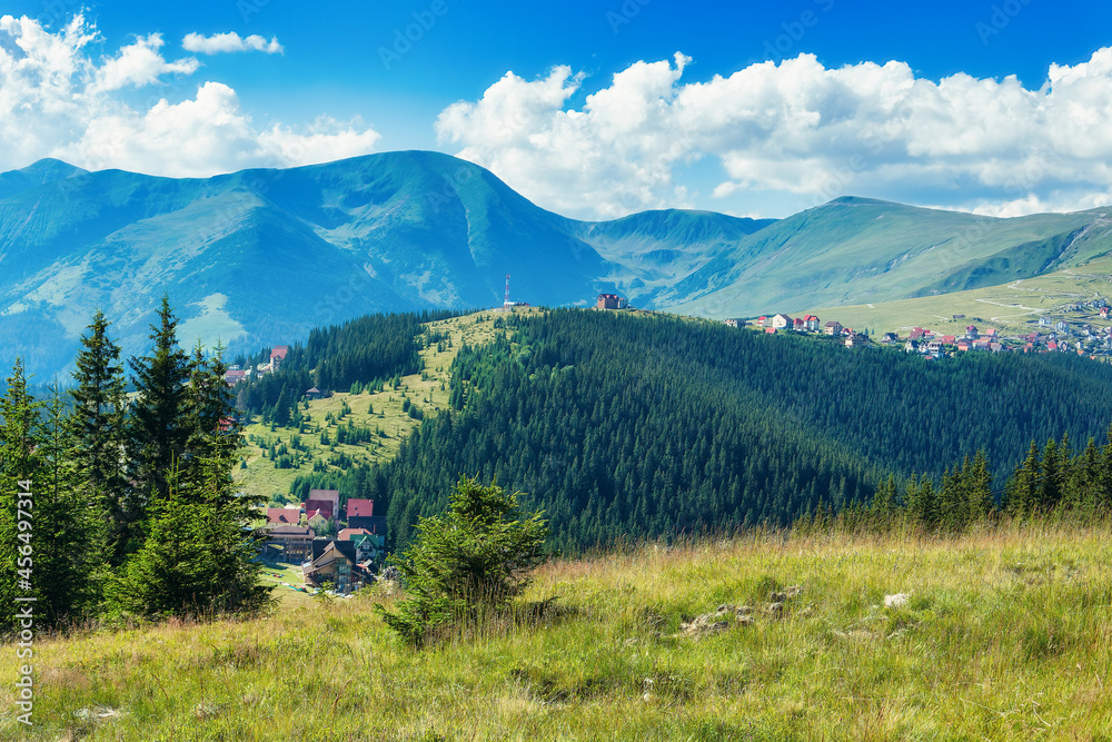 View to Ranca Resort - Transalpina Romania. Landscape with mountains View to Ranca Resort - Transalpina Romania. Landscape with mountains