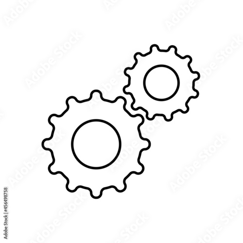 Settings line icon. Black outline gears. Functions symbol with cogwheel
