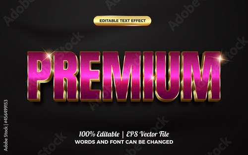 Premium purple luxury gold 3d editable text effect