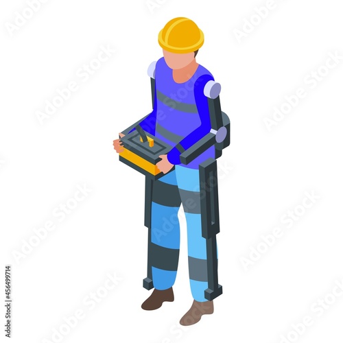 Exoskeleton body icon isometric vector. Human robot. Man suit