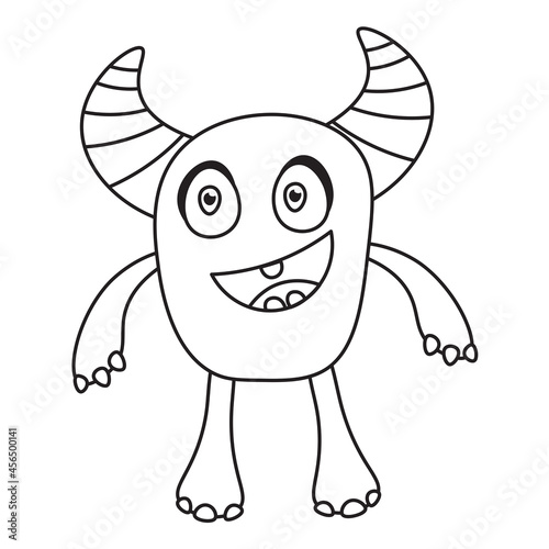 Coloring Book Cute Monster - Amazing vector line art of a cute little monster suitable for background  design asset  halloween  children book  children coloring book  clip art  and illustration