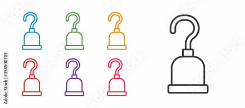 Set line Pirate hook icon isolated on white background. Happy Halloween party. Set icons colorful. Vector