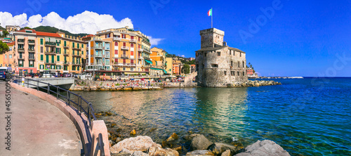 Foto Rapallo Italy, Wide 11K Panorama of Medieval Sea Fortress and Waterfront Promena