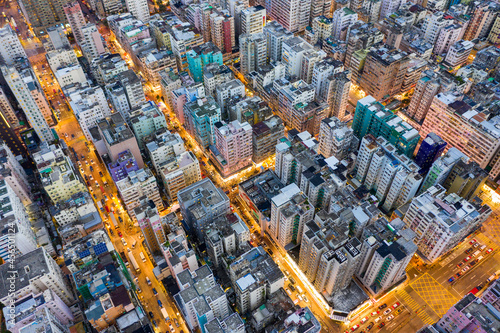 Top down view of Hong Kong city