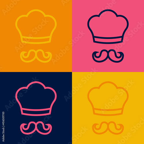 Pop art line Italian cook icon isolated on color background. Vector