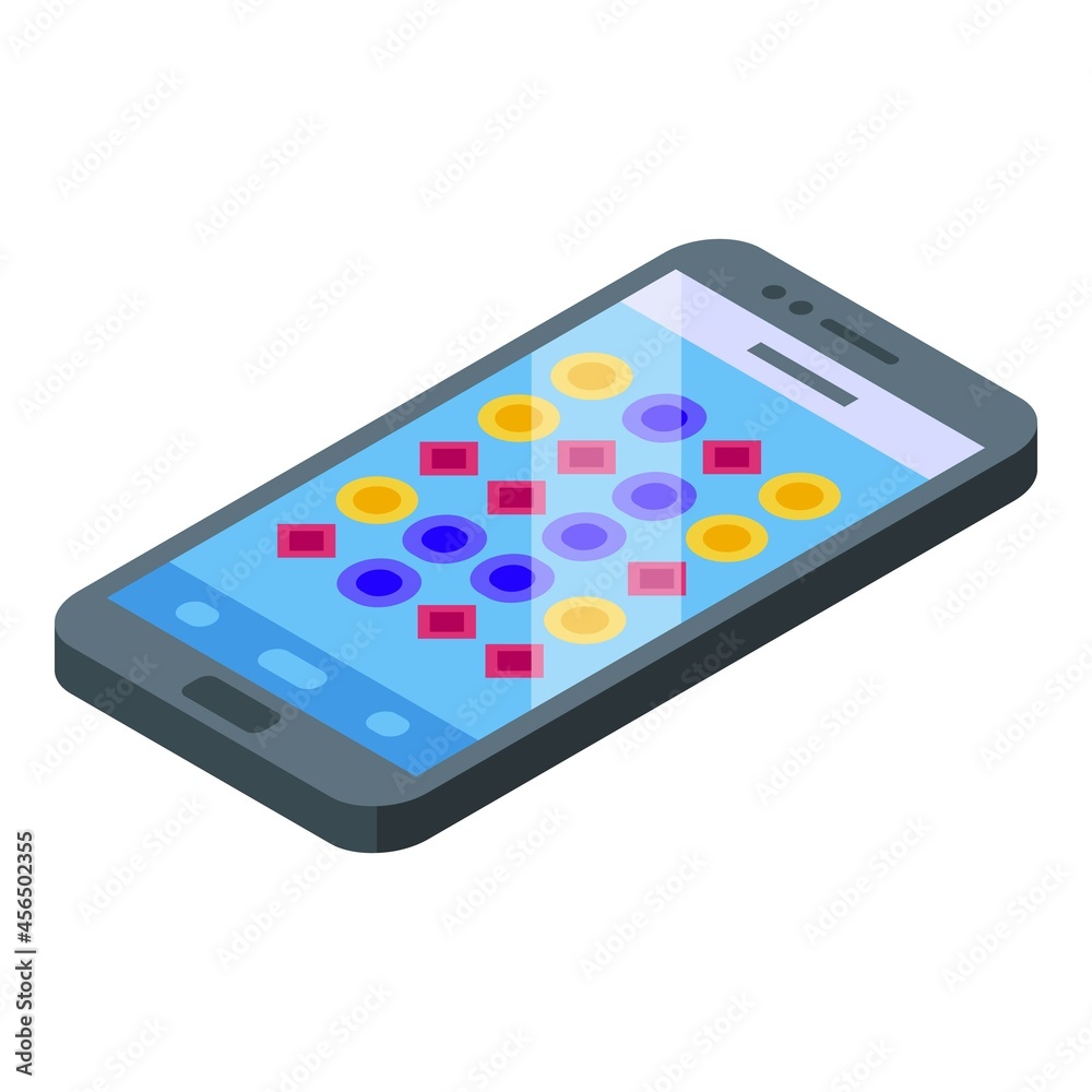 Smartphone game test icon isometric vector. Mobile phone. Game software Smartphone game test icon isometric vector. Mobile phone. Game software