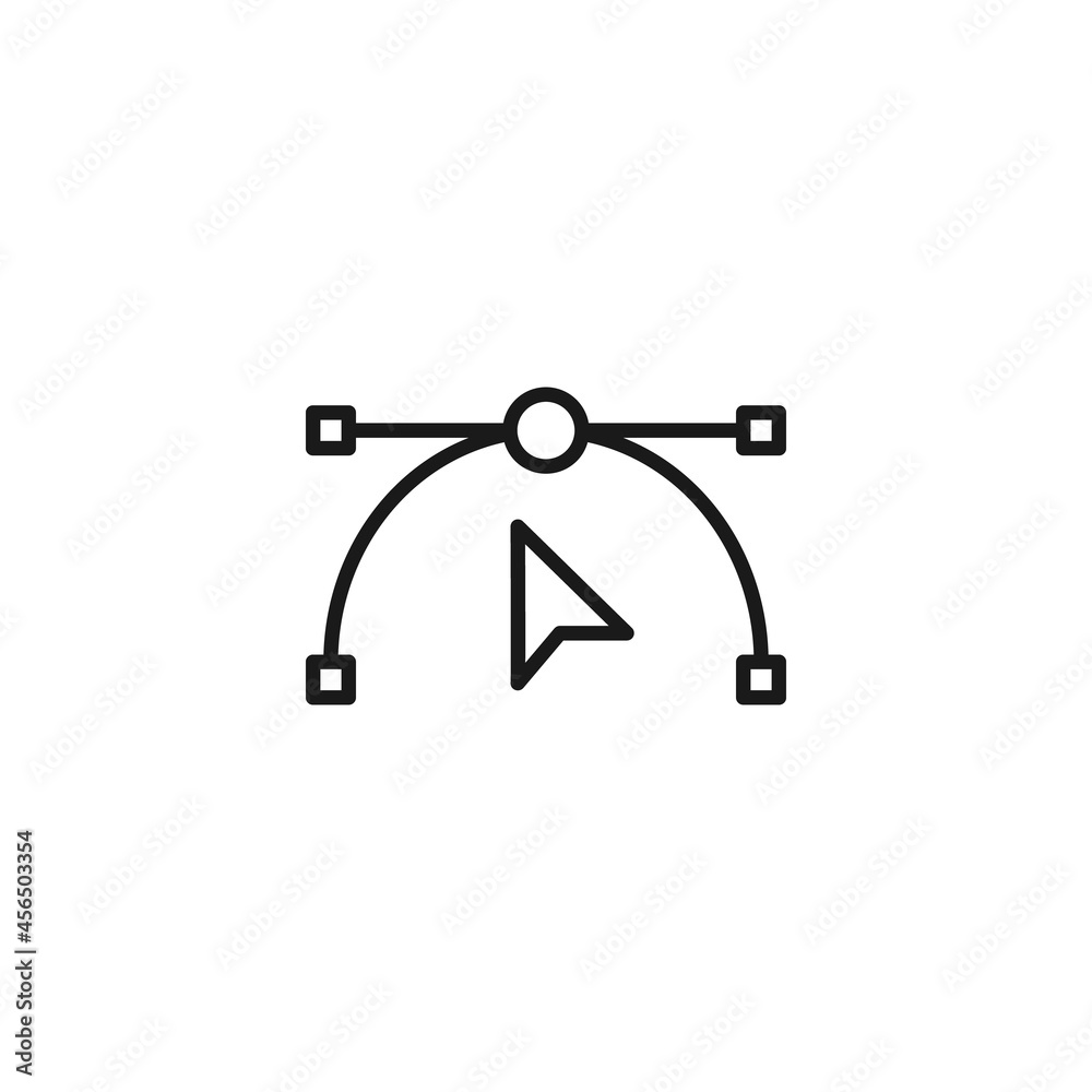 Profession of an artist concept. Line icon of cursor pointing at uneven lines in graphic editor Profession of an artist concept. Line icon of cursor pointing at uneven lines in graphic editor