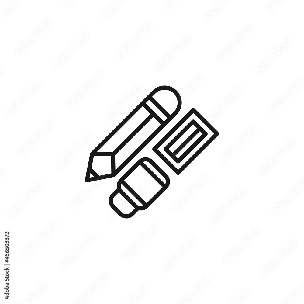 Profession of an artist concept. Line icon of pencil sharpener with pencil and stylus