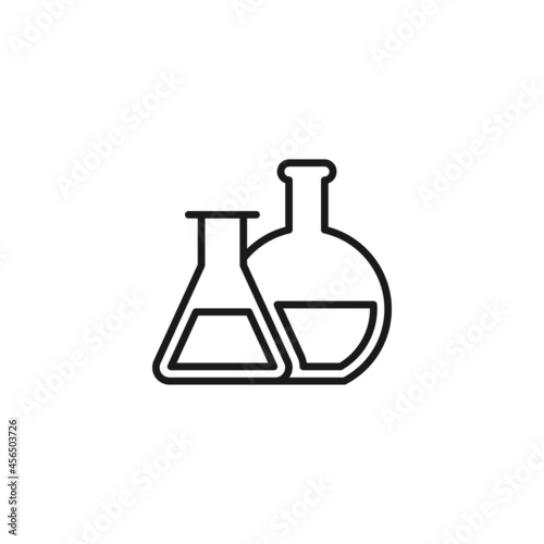 Profession of a chemist concept. Line icon of liquid in different laboratory bulbs