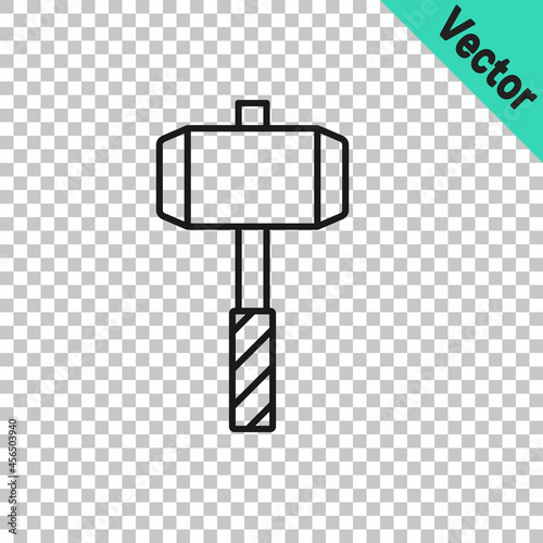 Black line Medieval battle hammer icon isolated on transparent background. Vector