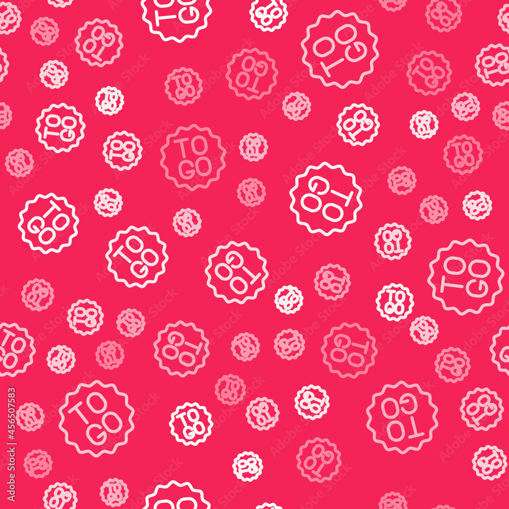 White line Coffee cup to go icon isolated seamless pattern on red background. Vector White line Coffee cup to go icon isolated seamless pattern on red background. Vector