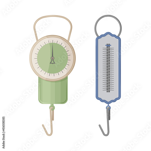 Kanter scales for weighing products and other items. Scales without analog scales of various shapes. Vector illustration isolated on a white background