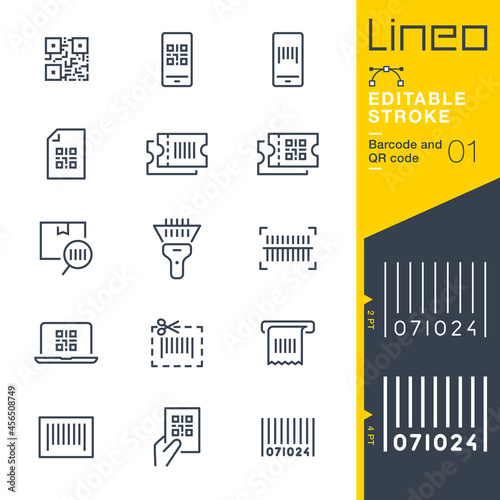 Lineo Editable Stroke - Barcode and QR code line icons