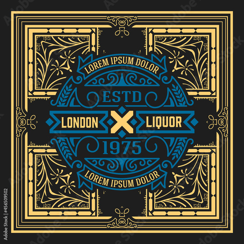 Whiskey label with old frames