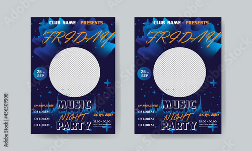 Musical or summer party flyer or poster design set in six different styles.