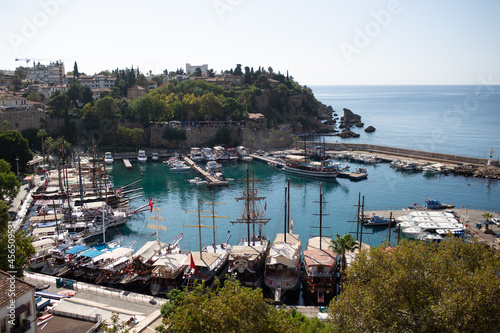 Fototapeta Naklejka Na Ścianę i Meble -  Beautiful summer view of Antalya harbor bay in Turkey.
