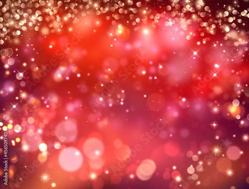 elegant red festive background with golden glitter and stars