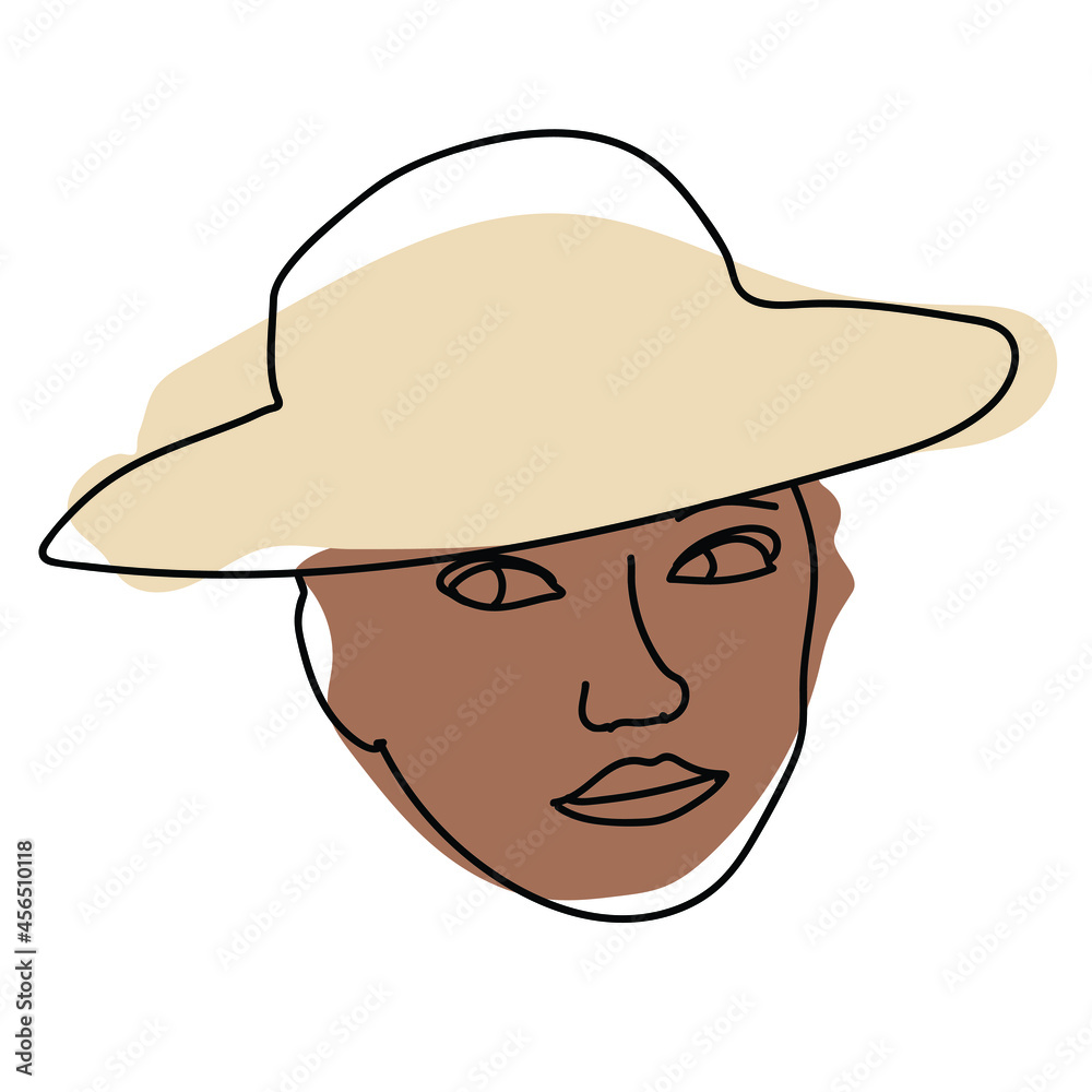 Hand draw outline portrait of african black woman with bown sample color and a yellow hat. Diversity abstract colletion of different people and skin tones.
Hand draw outline portrait of african black woman with bown sample color and a yellow hat. Diversity abstract colletion of different people and skin tones.