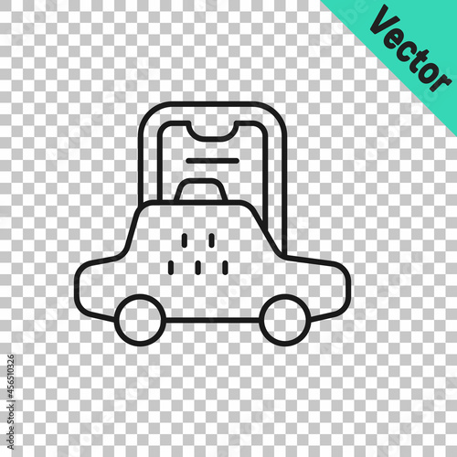 Black line Taxi mobile app icon isolated on transparent background. Mobile application taxi. Vector